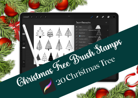 20 Procreate Christmas Tree Brush Stamp for Graphics and Brushes