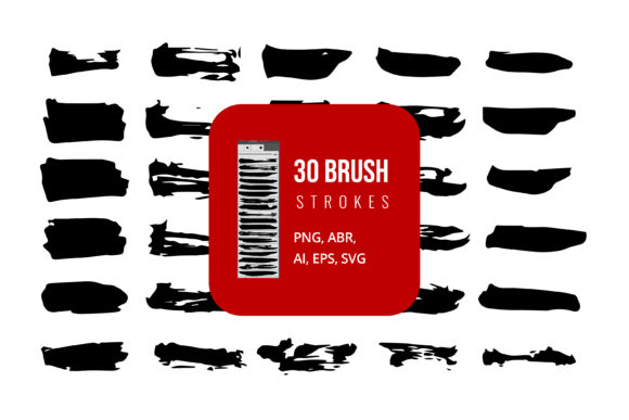 Black Hand Painted Brush Strokes for Graphics and Brushes
