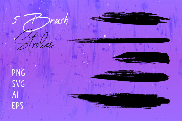 Black Watercolor Clipart Brush Strokes for Graphics and Textures