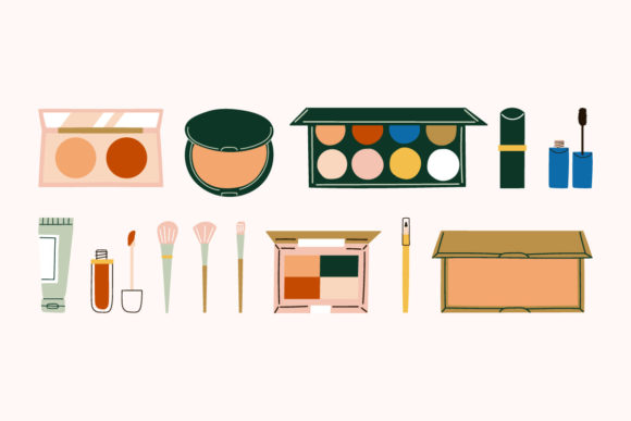 Cosmetics and Makeup Brushes Graphics for Handmade Creations