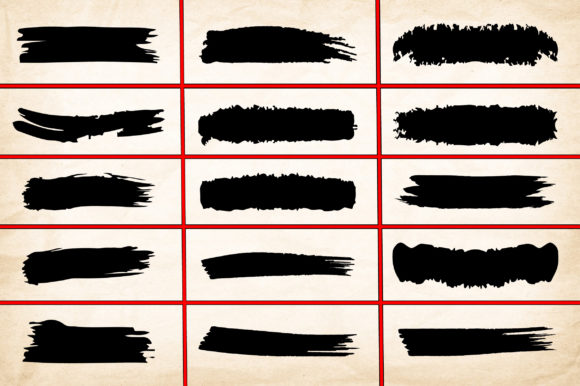 Grunge Ink Brushes Black Paint Strokes for Crafting