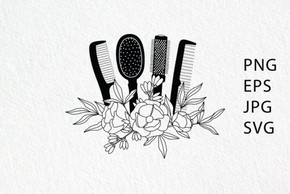 Hair Stylists Logo Combs and Brushes Graphics