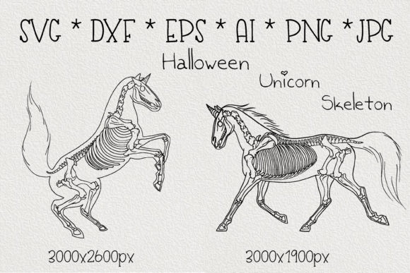 Halloween Skeletons Unicorns Sublimation Graphics for Crafts