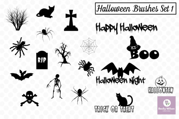Halloween SVG and Brushes Set 1 for Graphics and Crafts