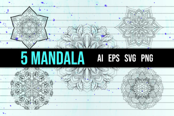 Mandala Coloring Page Set for Graphic Design