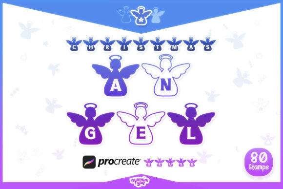Procreate Brush Christmas Angel Alphabet for Graphics and Brushes