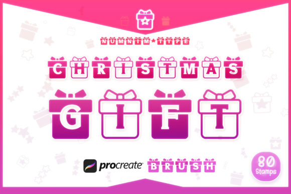 Procreate Brush Christmas Gift Box a-Z for Graphics and Brushes