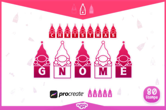 Procreate Brush Christmas Gnome Alphabet for Graphics and Brushes