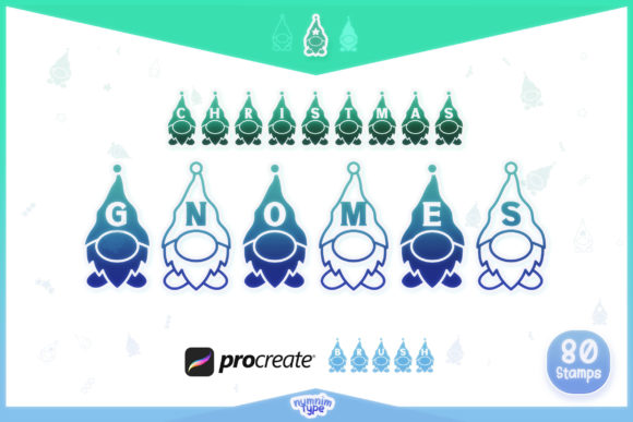 Procreate Brush Christmas Gnomes Letters for Graphics and Branding