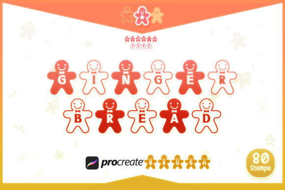 Procreate Brush Gingerbread Alphabet a-Z for Graphics and Crafts