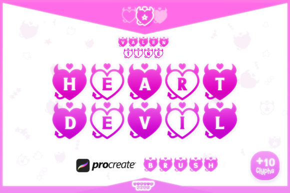 Procreate Brush Heart Devil Valentines for Graphics and Branding