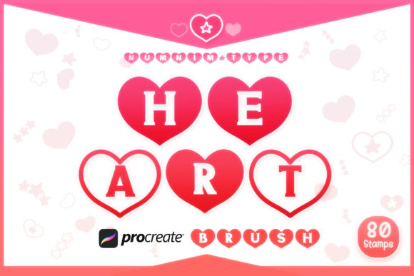 Procreate Brush Heart Monogram Alphabet for Graphics and Brushes