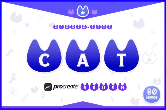Procreate Brush Stamp Cat Shape Alphabet for Graphics and Brushes