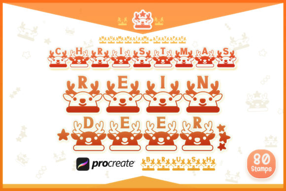 Procreate Brush Stamp Christmas Reindeer for Graphics and Brushes
