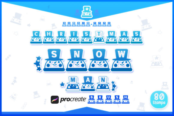 Procreate Brush Stamp Christmas Snowman for Graphics and Brushes