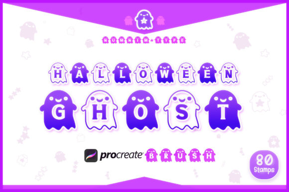 Procreate Brush Stamp Halloween Ghost for Local Business Graphics