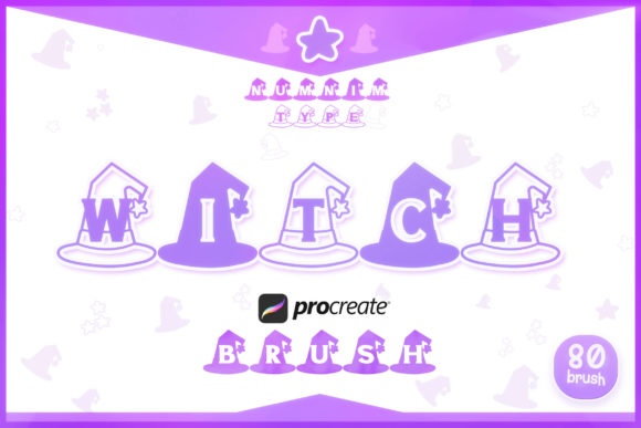 Procreate Brush Stamps Witch Halloween Graphics