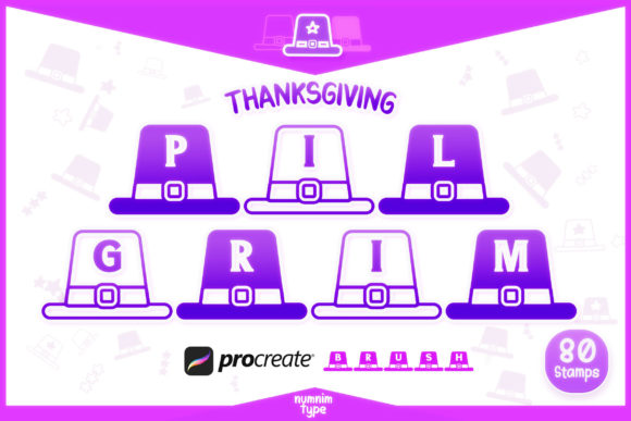 Procreate Brush Thanksgiving Pilgrim a-Z for Graphics and Branding