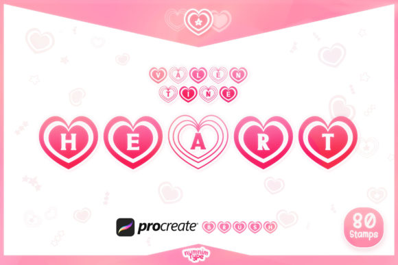 Procreate Brush Valentine Heart Alphabet for Graphics and Brushes