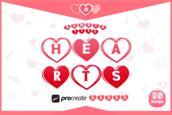 Procreate Brush Valentine Hearts Letters for Graphics and Branding
