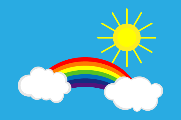 Rainbow with Cloud Illustration Graphics