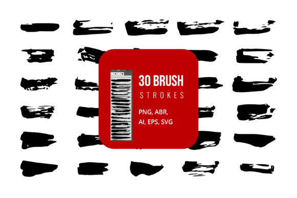 Set of Black Paint, Ink Brush Strokes for Branding and Graphics