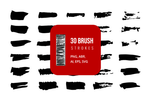 Set of Grungy Brush Strokes for Graphic Design Projects