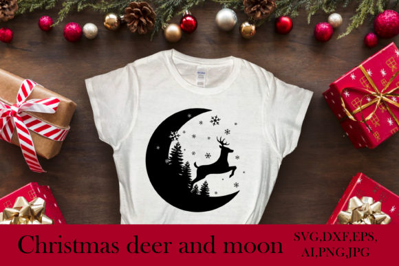 SVG Deer on the Moon: A Festive Graphic Asset for Holiday Content