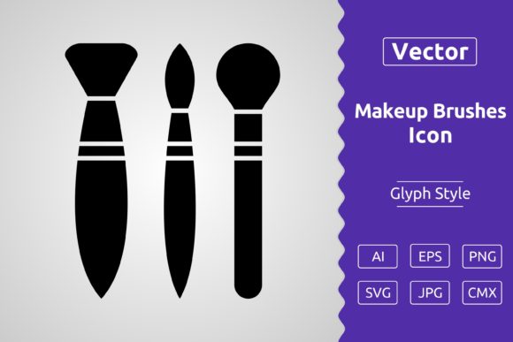 Vector Makeup Brushes Glyph Icon for Branding and Packaging